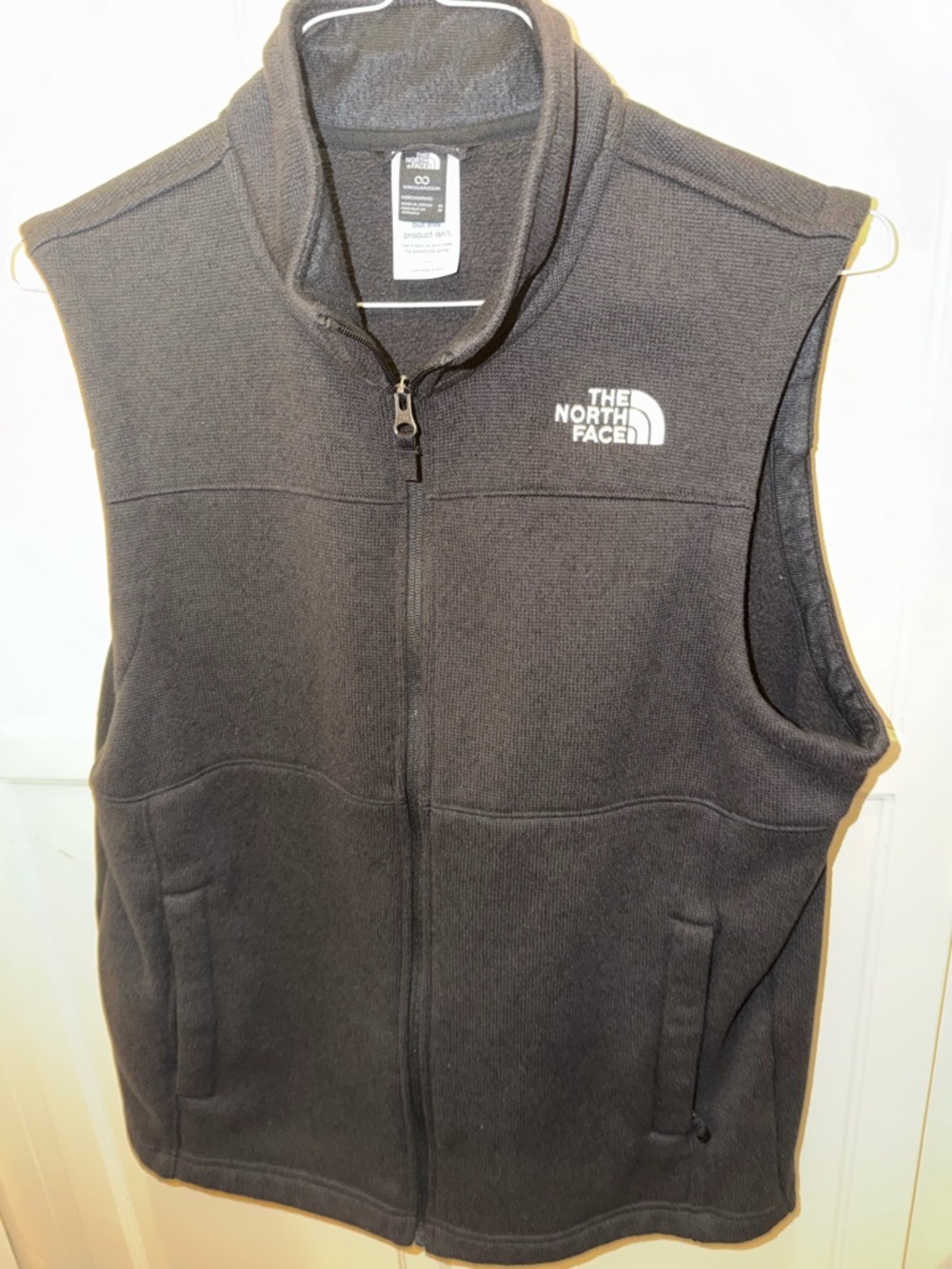 The North Face Grey Fleece Vest with White Piping